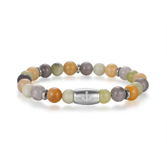 Armband Joleen aus Quarz Kristall, Gelbe Jade, Hellgrüne Jade & Edelstahl