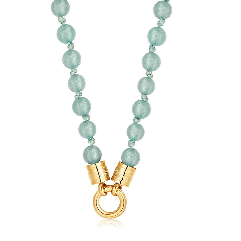 Kette Aventurin 6mm (mit Rund-Karabiner) aus Edelstahl & Aventurin-Beads