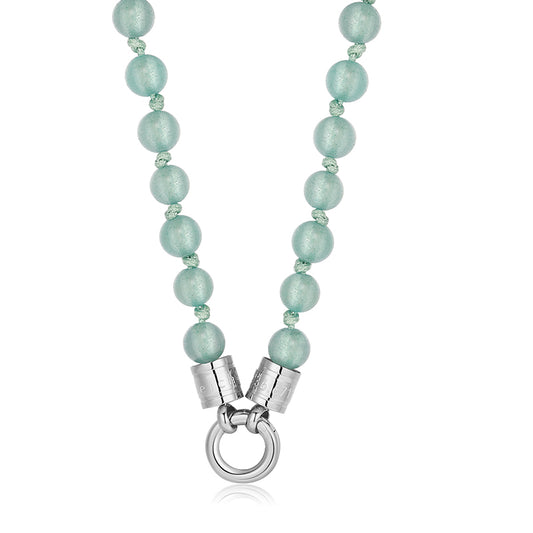 Kette Aventurin 6mm (mit Rund-Karabiner) aus Edelstahl & Aventurin-Beads