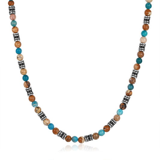 Kette Cala Mendia (4mm) aus Picture Jasper, Apatit & Edelstahl