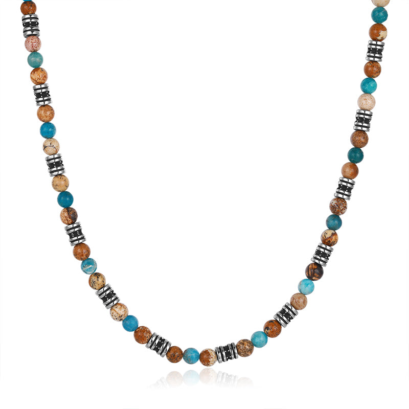 Kette Cala Mendia (4mm) aus Picture Jasper, Apatit & Edelstahl