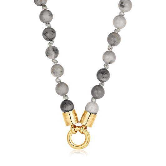 Kette Picasso 6mm (mit Rund-Karabiner) aus Edelstahl & Picasso-Beads