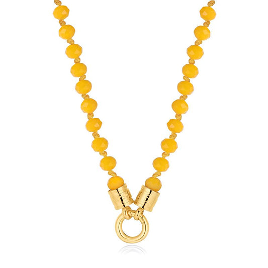 Kette Sommergelb 6mm (mit Rund-Karabiner) aus Edelstahl & Glasperlen