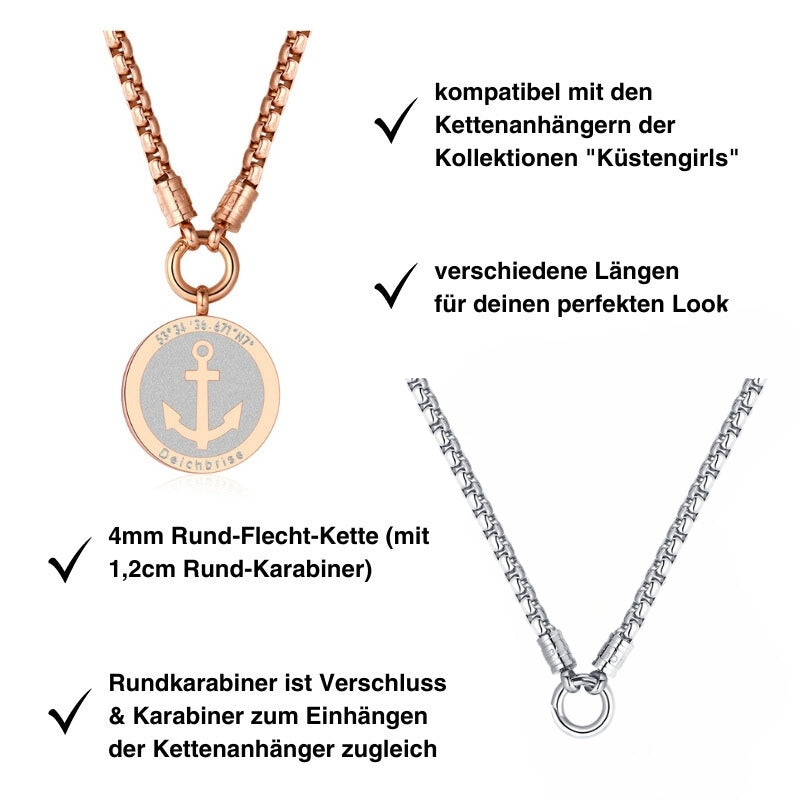 Kette Strandglück 4mm (mit Rund-Karabiner) aus Edelstahl