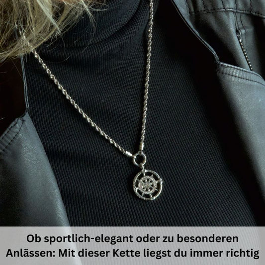 Kette Taugeflecht 3mm (mit Rund-Karabiner) aus Edelstahl