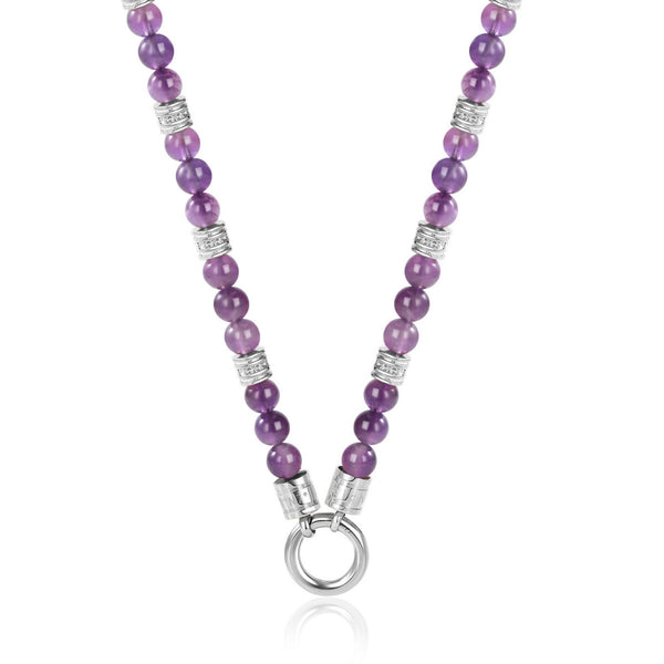 Kette Velvet Sea (6mm) mit Amethyst und Edelstahl-Beads (mit Rund-Karabiner)