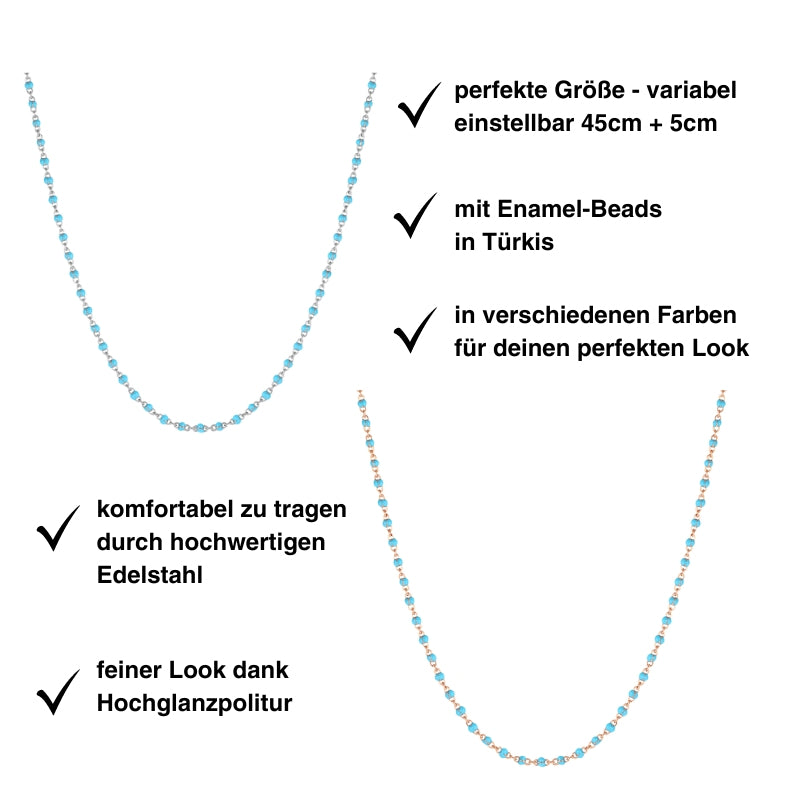 Kette aus Edelstahl Türkis