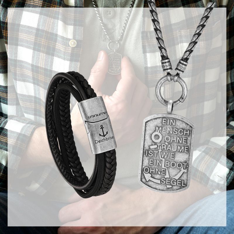 Kette mit Anhänger Steuermanns Traum + Armband Rocky