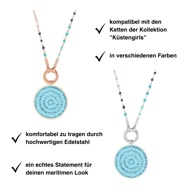 Kettenanhänger Bling Bling (Türkis) aus Edelstahl mit Steinen