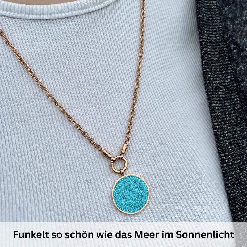 Kettenanhänger Bling Bling (Türkis) aus Edelstahl mit Steinen