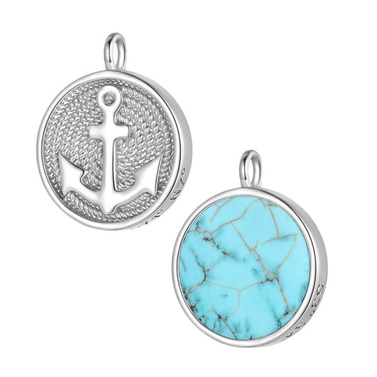 Kettenanhänger Blue Playa aus Edelstahl & Turquoise (beidseitig tragbar)