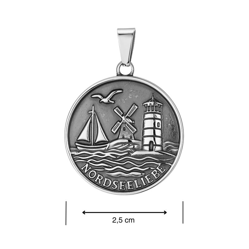 Kettenanhänger Nordseeliebe aus Edelstahl (Kapitän rockt)