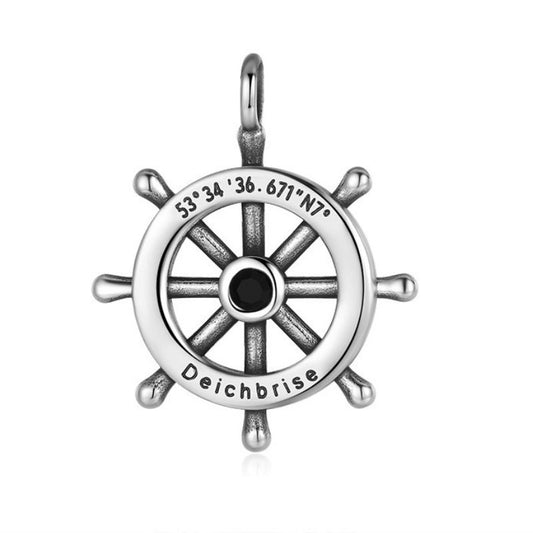 Kettenanhänger Steuerrad (groß) aus Edelstahl