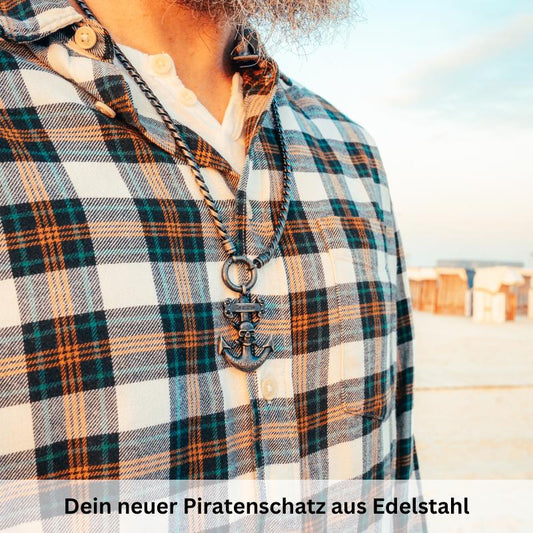 Kettenanhänger Big Anker mit Totenkopf aus Edelstahl