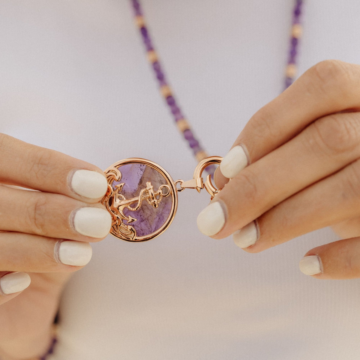 Kettenanhänger Velvet Sea (Amethyst) aus Edelstahl