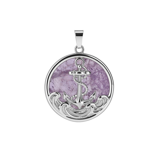 Kettenanhänger Velvet Sea (Amethyst) aus Edelstahl