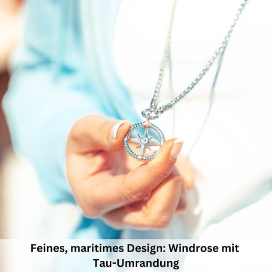 Kettenanhänger Windrose aus Edelstahl (Küstengirls)