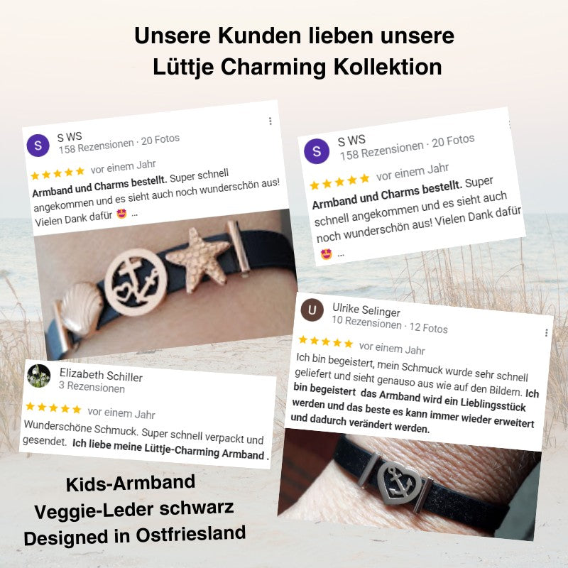 Kids-Armband Veggie-Leder schwarz (Lüttje-Charming)