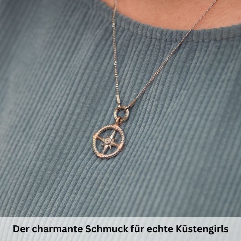 Kettenanhänger Windrose aus Edelstahl (Küstengirls)