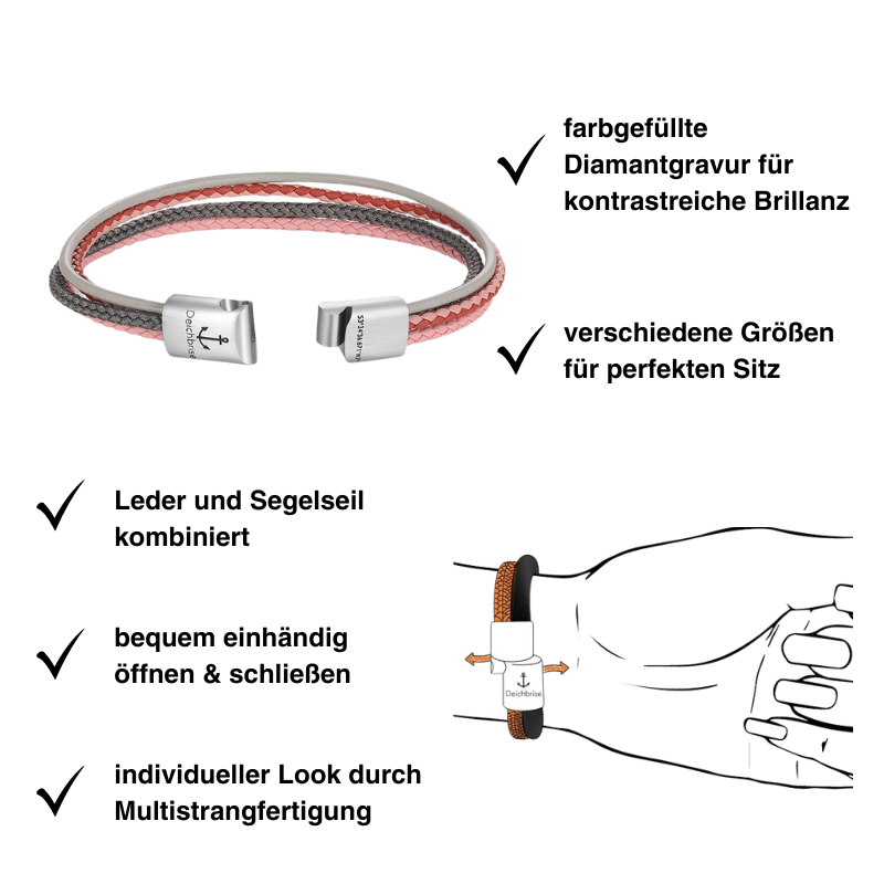 Leder & Segeltau Armband Klein Pellworm (Multistrang)