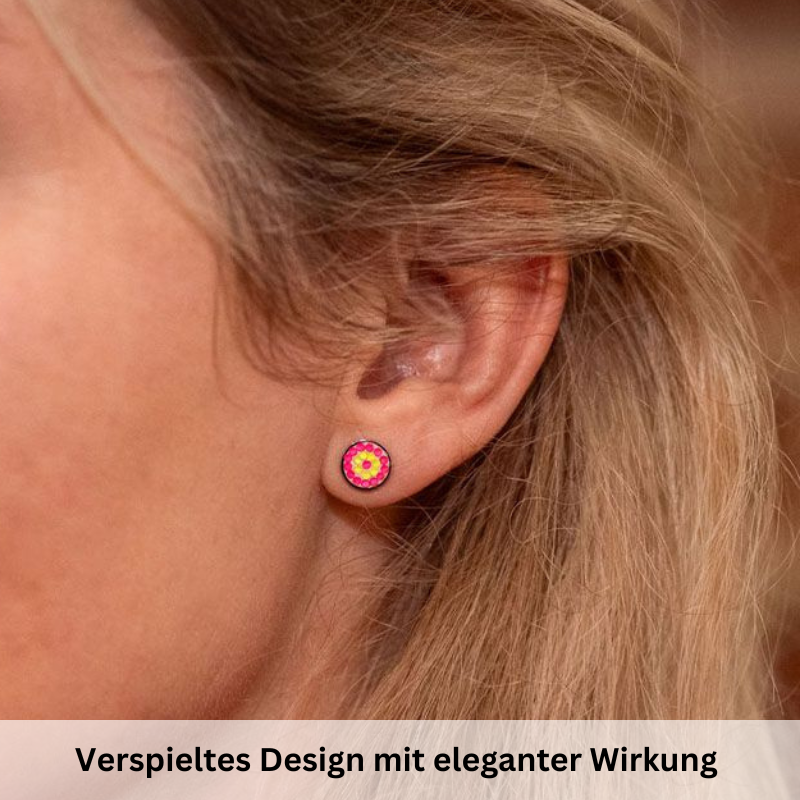 Ohrstecker Bling Bling (Neongelb-Pink) aus Edelstahl