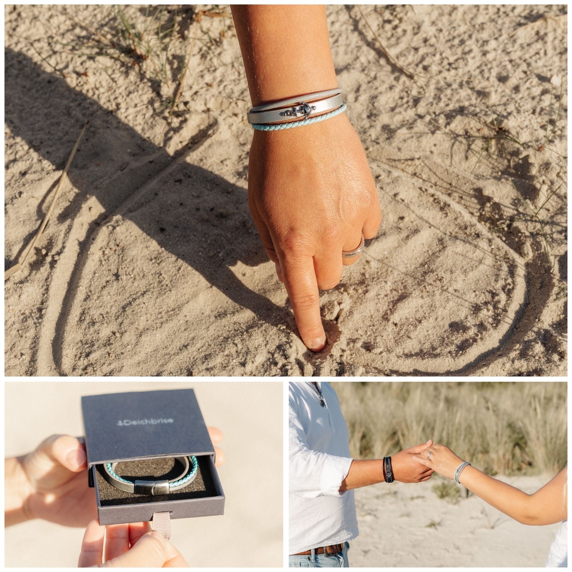 Armband Glaube Liebe Hoffnung (Multistrang) aus Leder & Edelstahl (Küstengirls)
