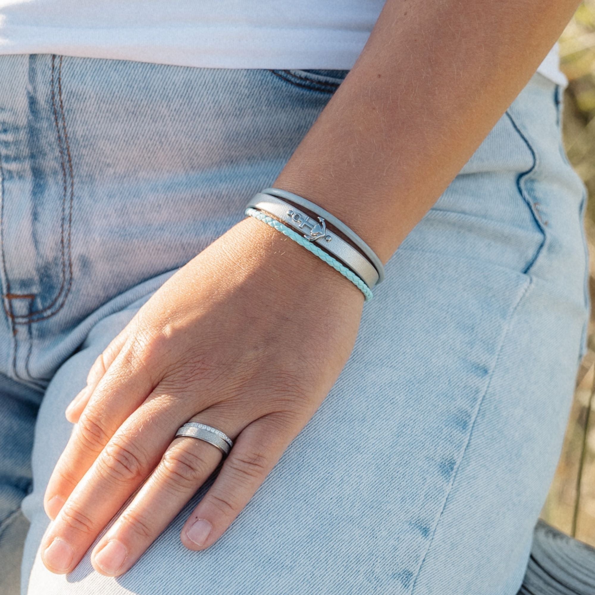 Armband Glaube Liebe Hoffnung (Multistrang) aus Leder & Edelstahl (Küstengirls)