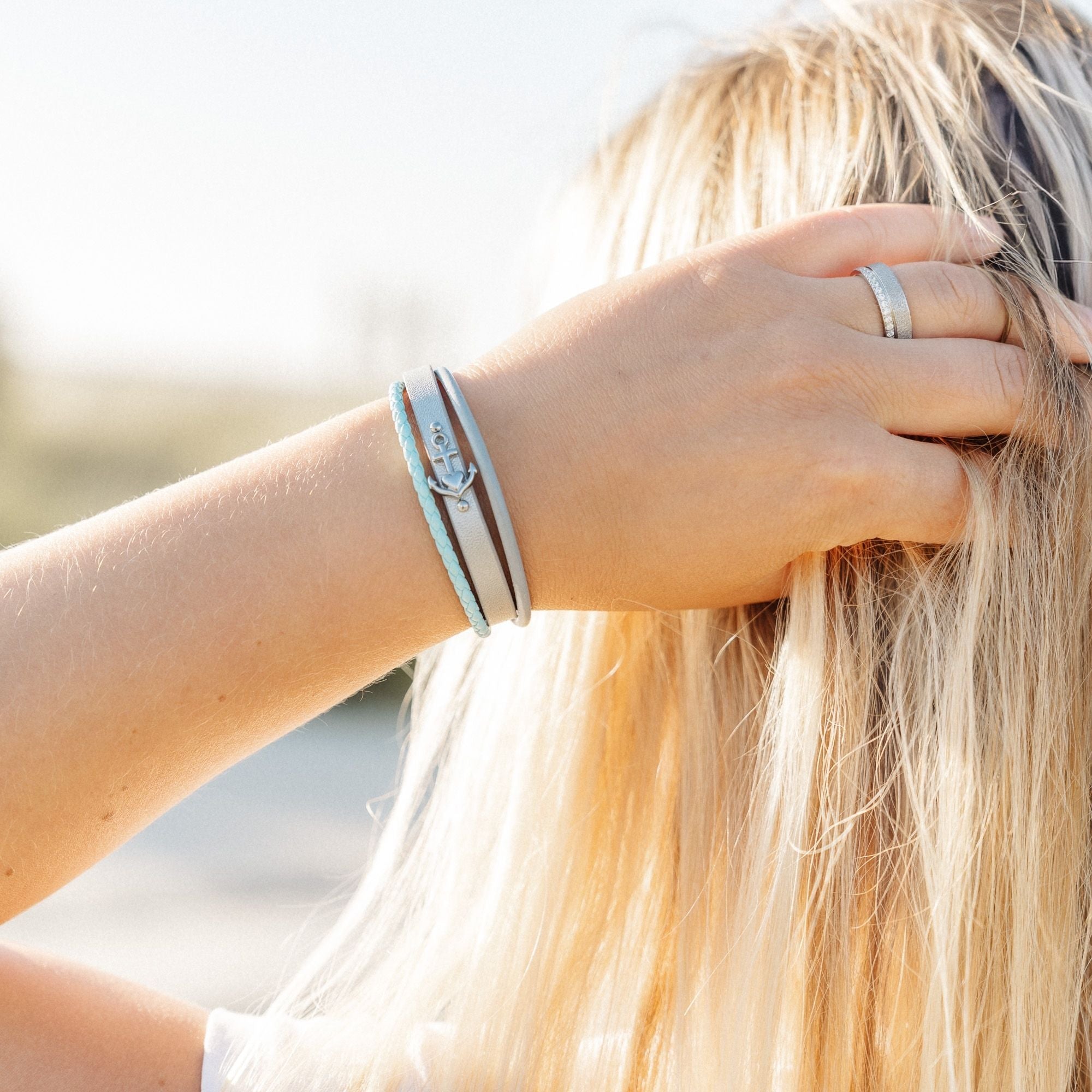 Armband Glaube Liebe Hoffnung (Multistrang) aus Leder & Edelstahl (Küstengirls)