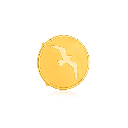Charm Möwe in Gold mit fliegender Möwe auf runder Scheibe