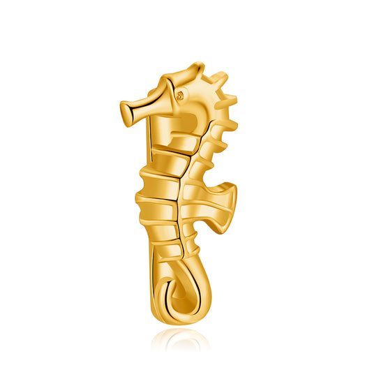 Charm Seepferdchen in Gold als plastische Figur