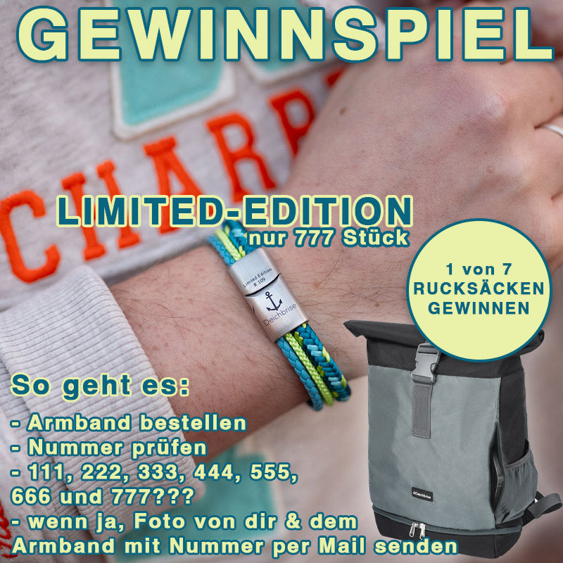 Limited Edition - Leder & Segeltau Armband Green Ocean (Multistrang)