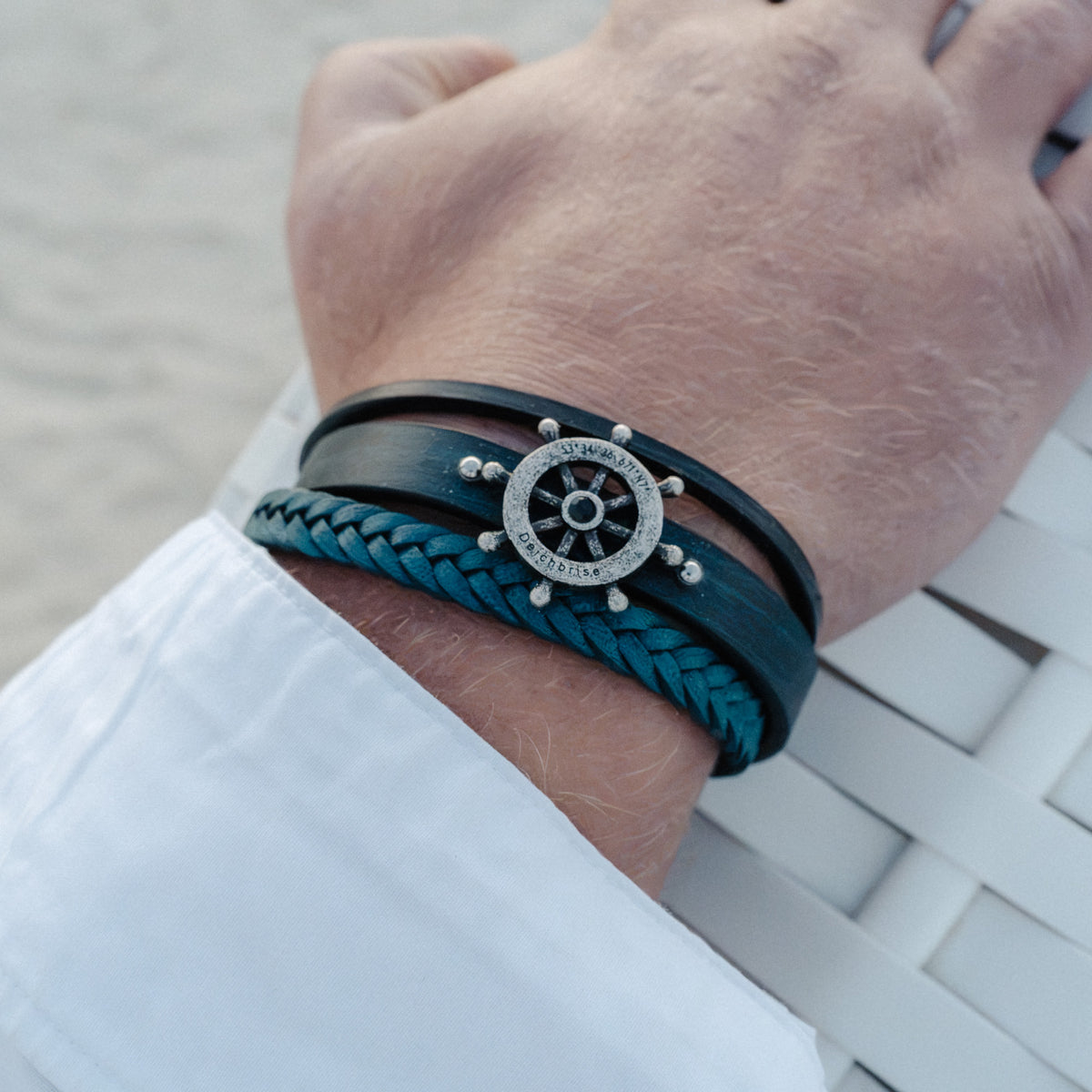 Leder Armband Steuermann (Multistrang) mit Steuerrad