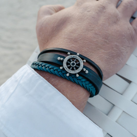 Leder Armband Steuermann (Multistrang) mit Steuerrad