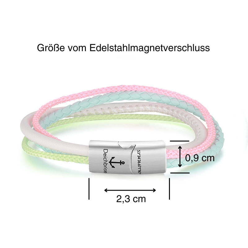 Leder & Segelseil Armband Boho Summer (Multistrang)