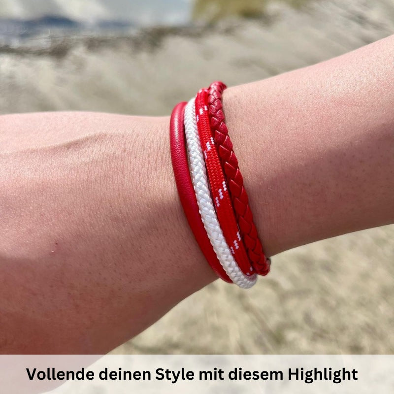 Leder & Segelseil Armband Grenzenlos (Multistrang)