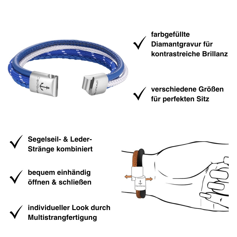 Leder & Segelseil Armband Maritimo (Multistrang)