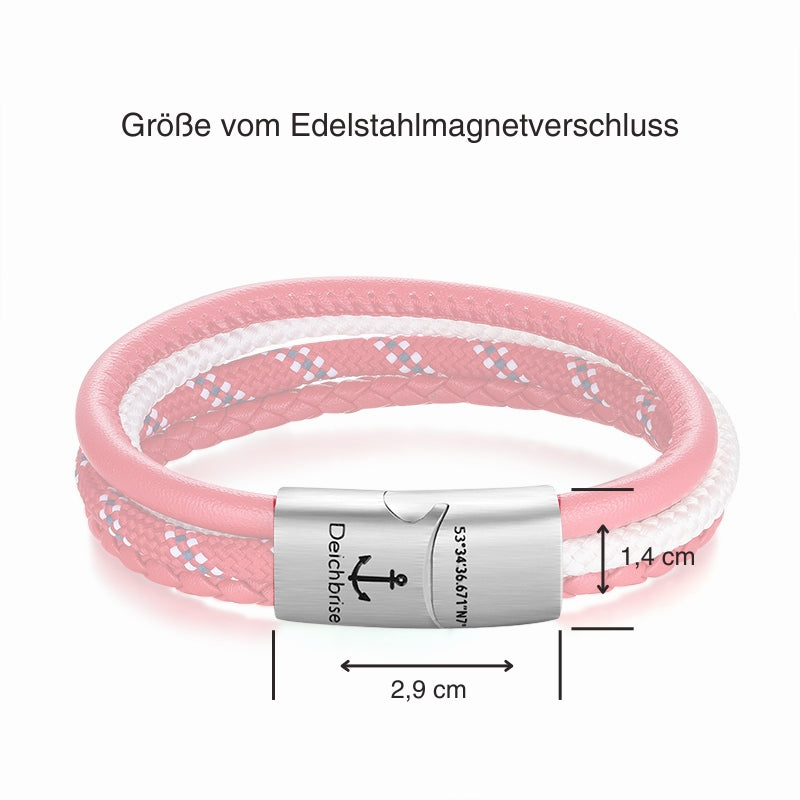 Leder & Segelseil Armband Rettungsleuchten (Multistrang)