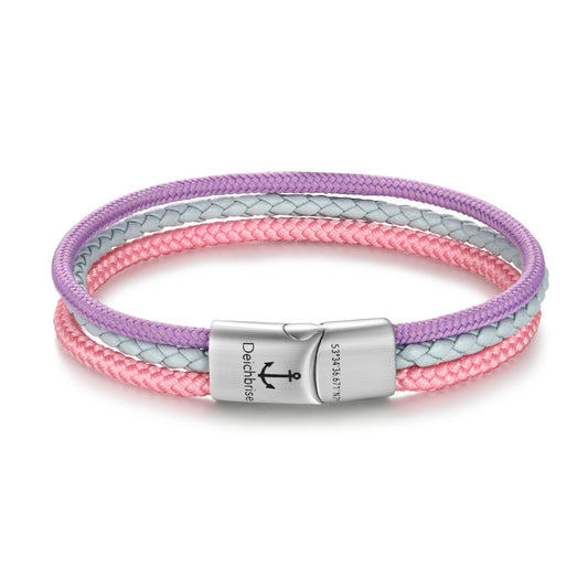 Leder & Segelseil Armband Zart-Pastell (Multistrang)