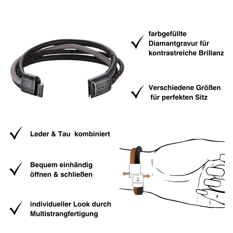 Leder & Segeltau Armband Big Wattbrise (Multistrang)