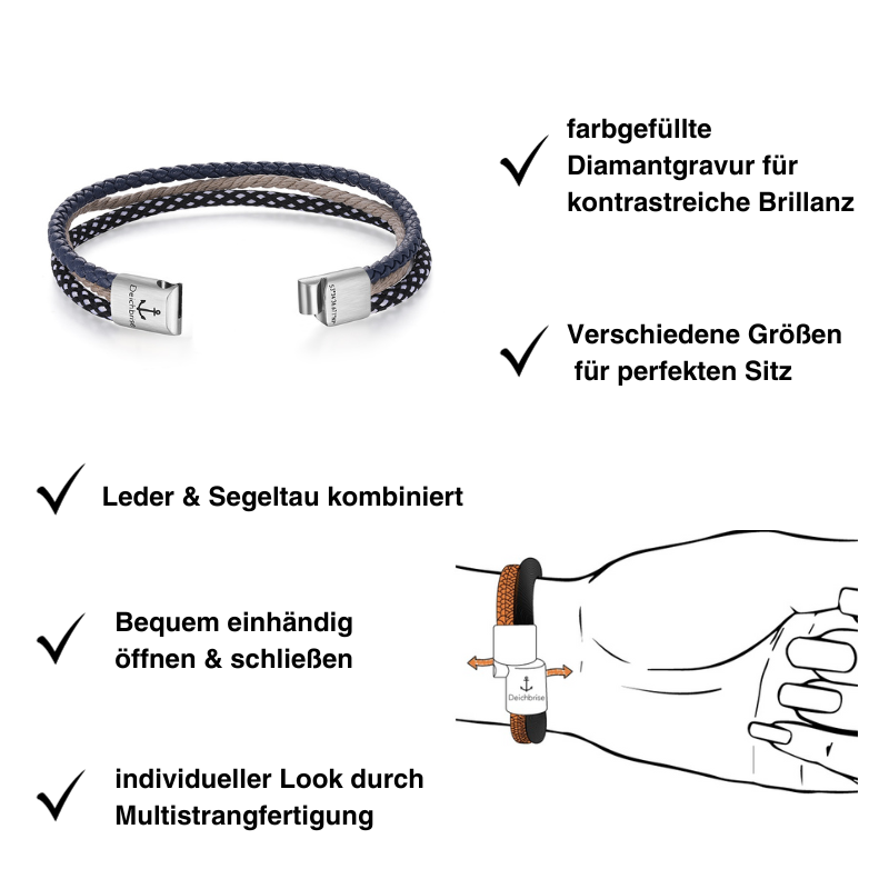 Leder & Segeltau Armband Düne (Multistrang)