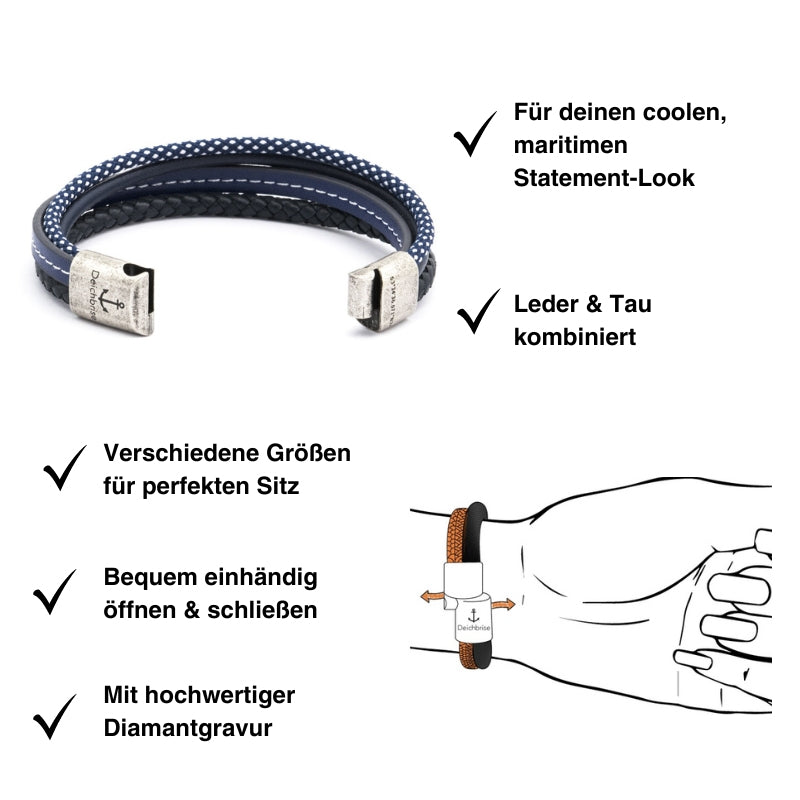 Leder & Segeltau Armband Emden (Multistrang)