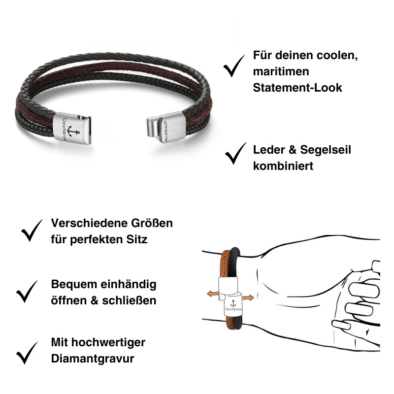 Leder & Segeltau Armband Küstenwind (Multistrang)