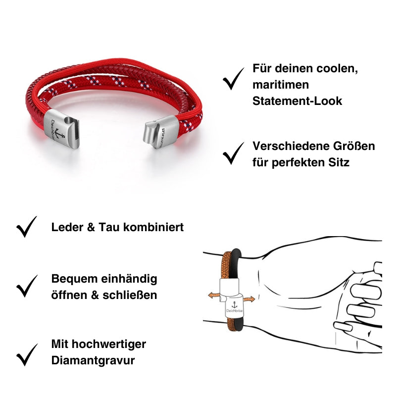 Leder & Segeltau Armband Leuchtfeuer (Multistrang)