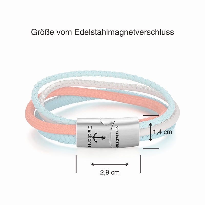 Leder & Segelseil Armband Sommerbrise (Multistrang)