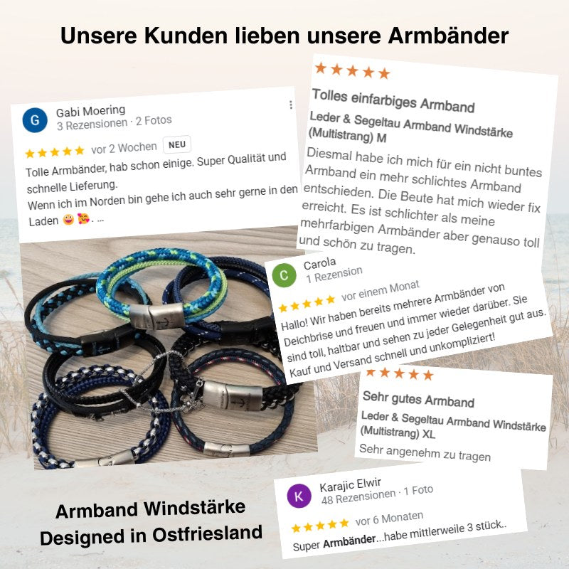 Leder & Segeltau Armband Windstärke (Multistrang)