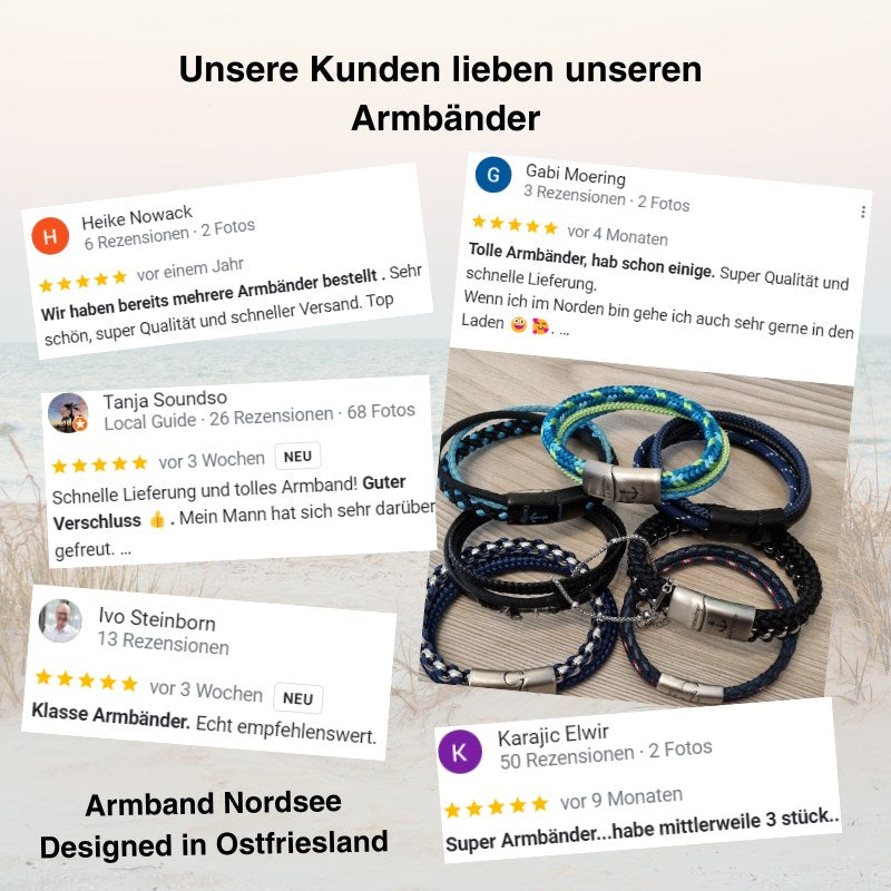 Leder & Segelseil Armband Nordsee (Multistrang)