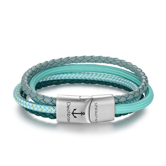 Leder & Segelseil Armband Ocean Mint (Multistrang)