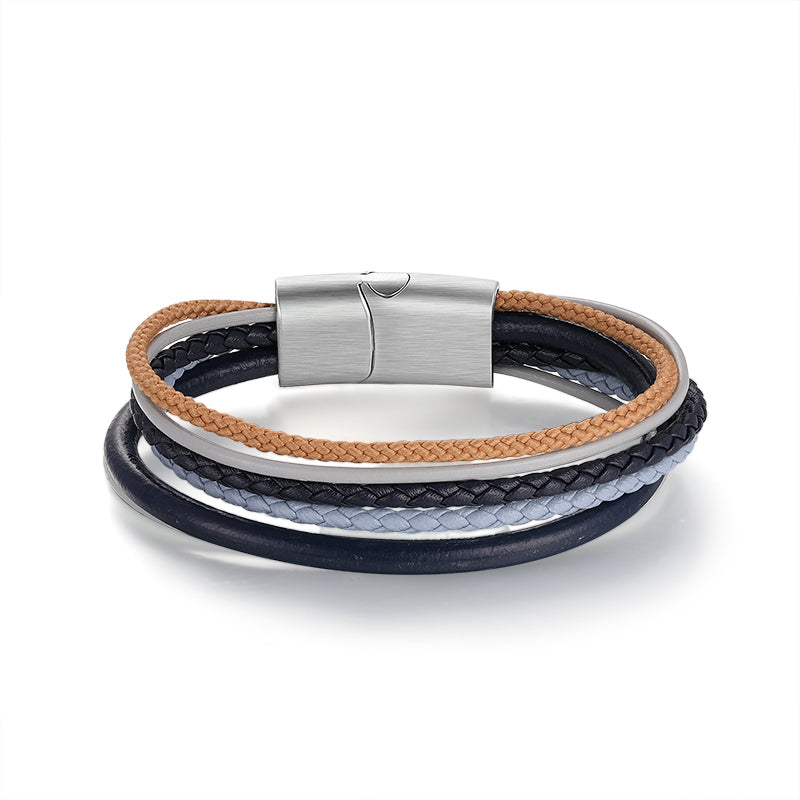 Segelseil und Leder Armband Meereswellen 2 (Multistrang)