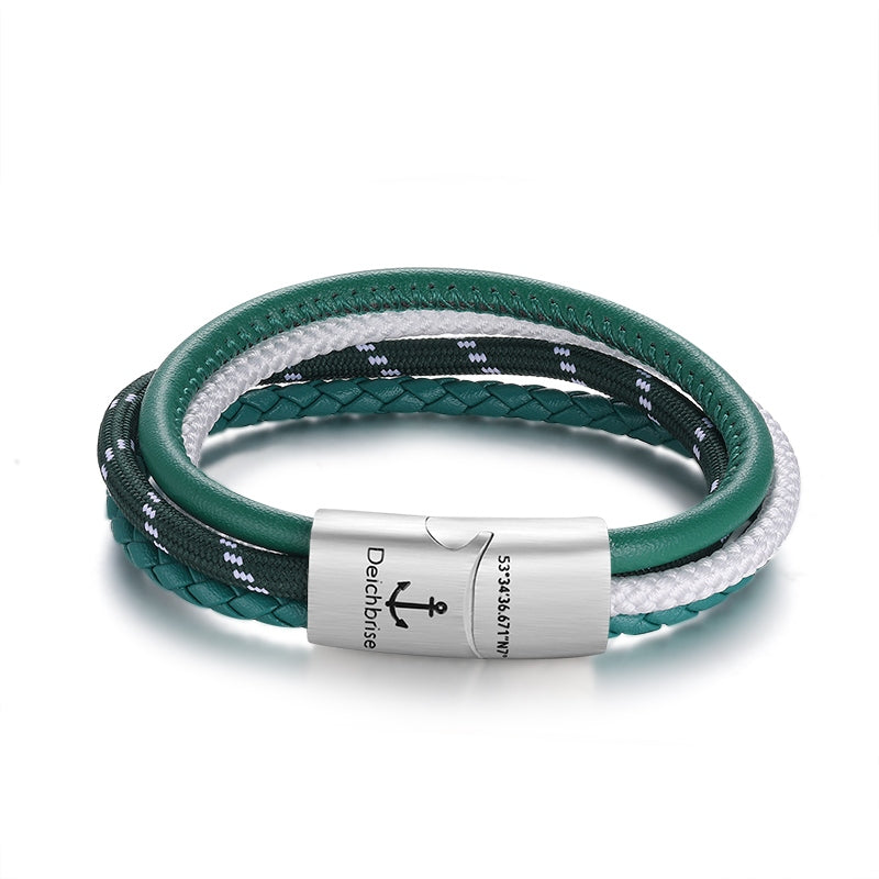 Leder & Segelseil Armband Bremen (Multistrang)