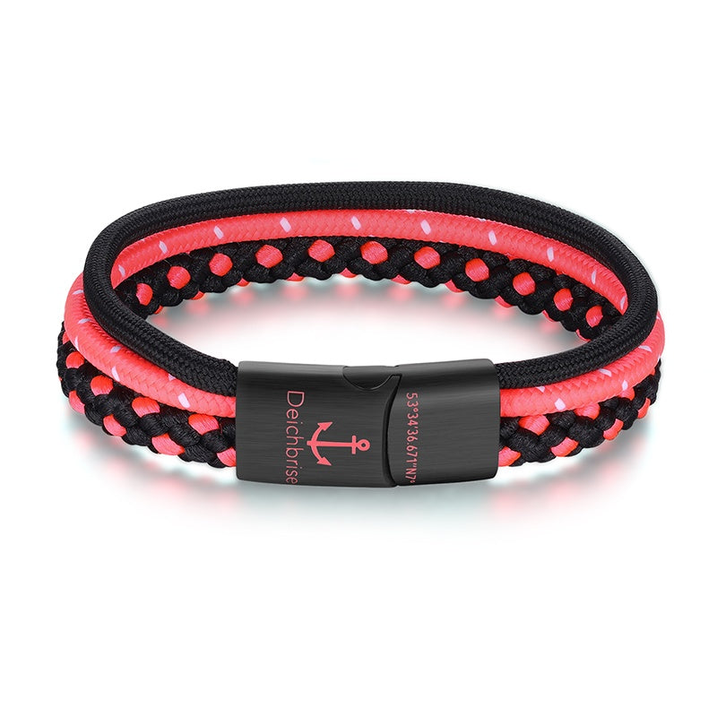 Segelseil-Segeltau Armband Deep Pink (Multistrang)